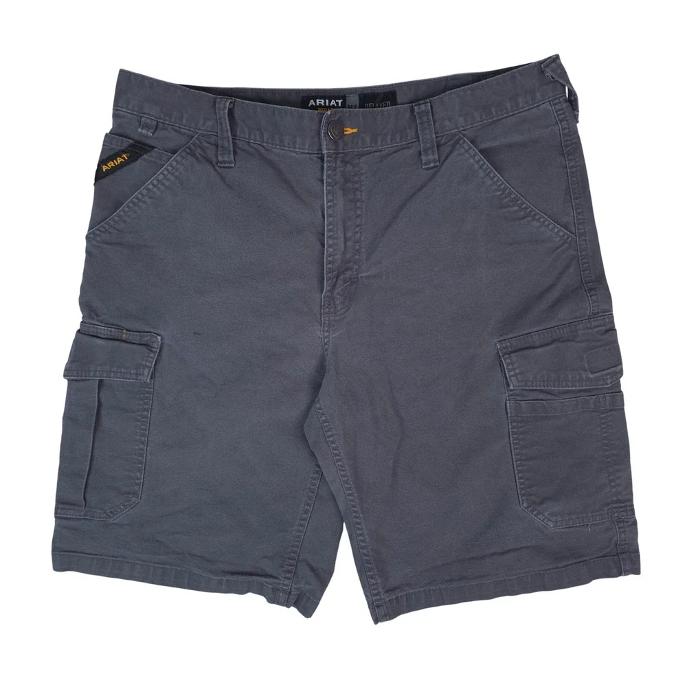 Ariat Cargo Shorts Rebar M4 Relaxed Men 34 Gray Durable Canvas Workwear 10034681